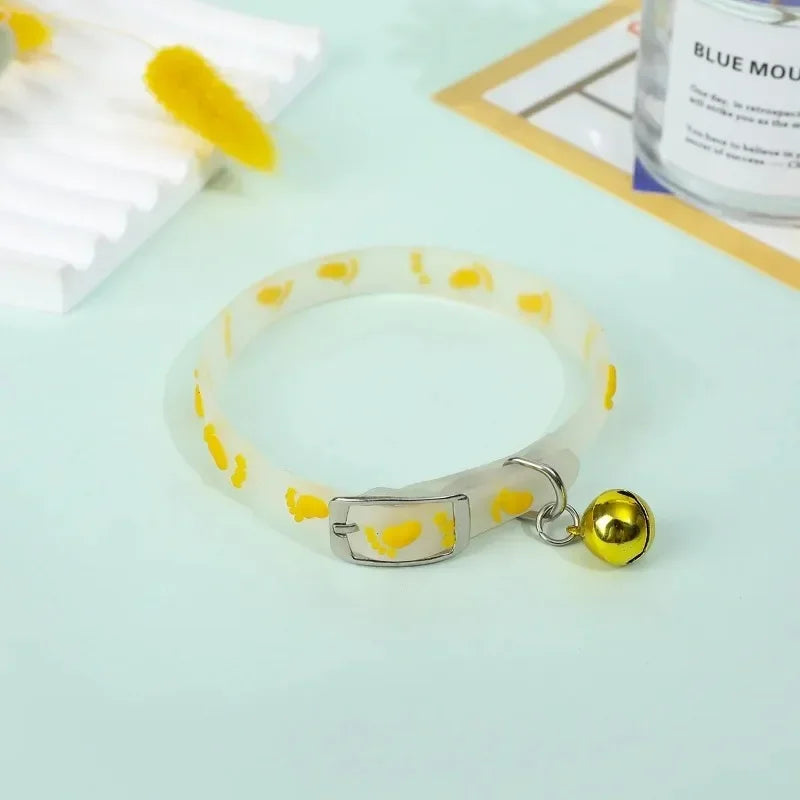 Luminous Cat Necklace Glowing Small Dog Collar Anti-Loss Fluorescent Silicone Bell Collar Neck Ring Pet Accessories