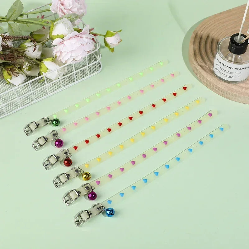 Luminous Cat Necklace Glowing Small Dog Collar Anti-Loss Fluorescent Silicone Bell Collar Neck Ring Pet Accessories