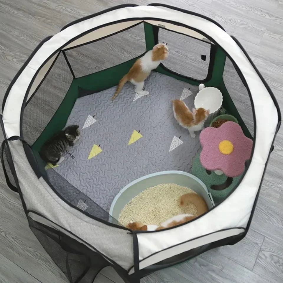 Pet tent octagonal cage fence cat cage foldable cat cage small dog cage four season universal cat delivery room