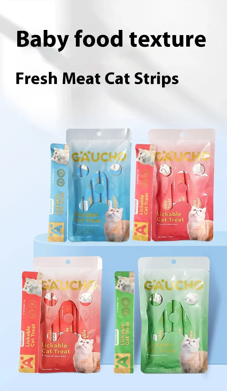 Cat Strips Young Cat Wet Food Pack Nutrition Chicken Salmon Mixed Flavor Cat Liquid Snacks