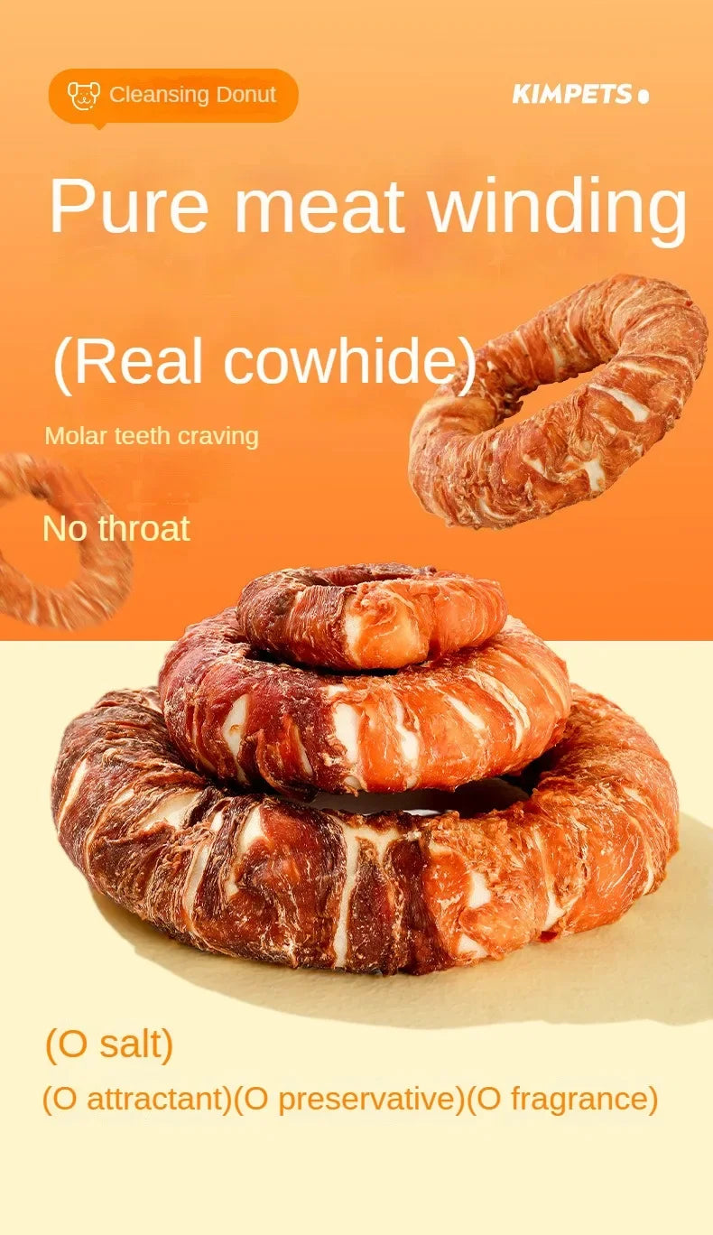 Dog Snacks Lnteractive Rewards Dog Kraft Chicken and Duck Donuts Pet Teething Stick Puppy Chewing Training Snacks Bite Resistant