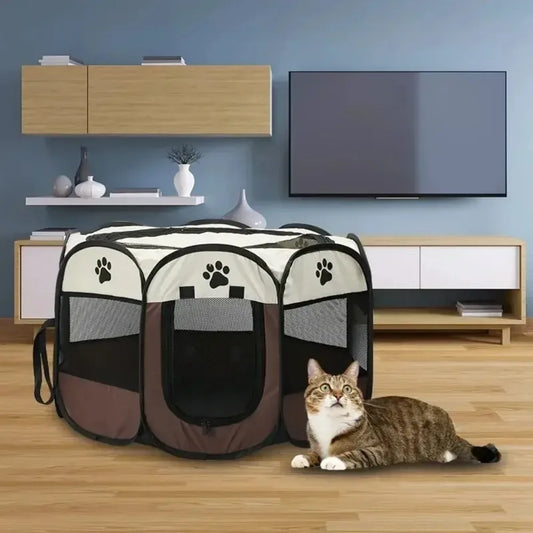Pet tent octagonal cage fence cat cage foldable cat cage small dog cage four season universal cat delivery room